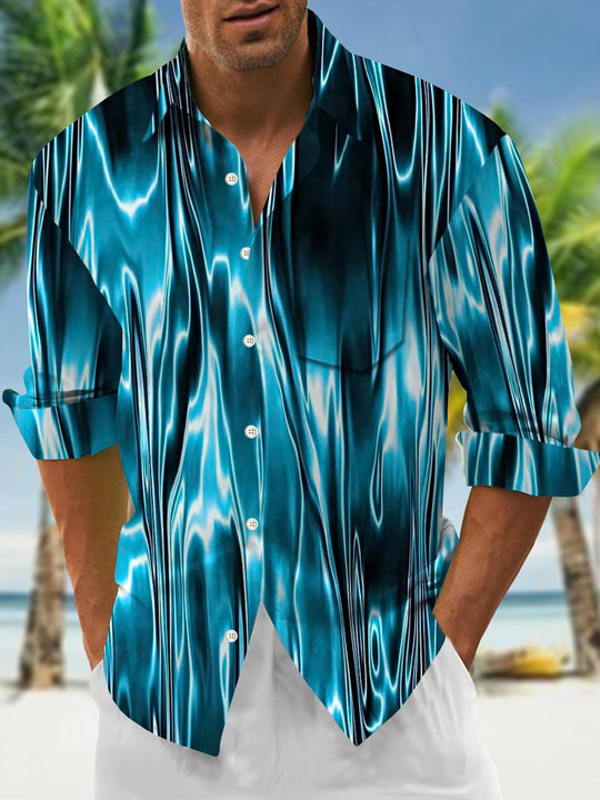 Men's abstract print long sleeve shirt front view