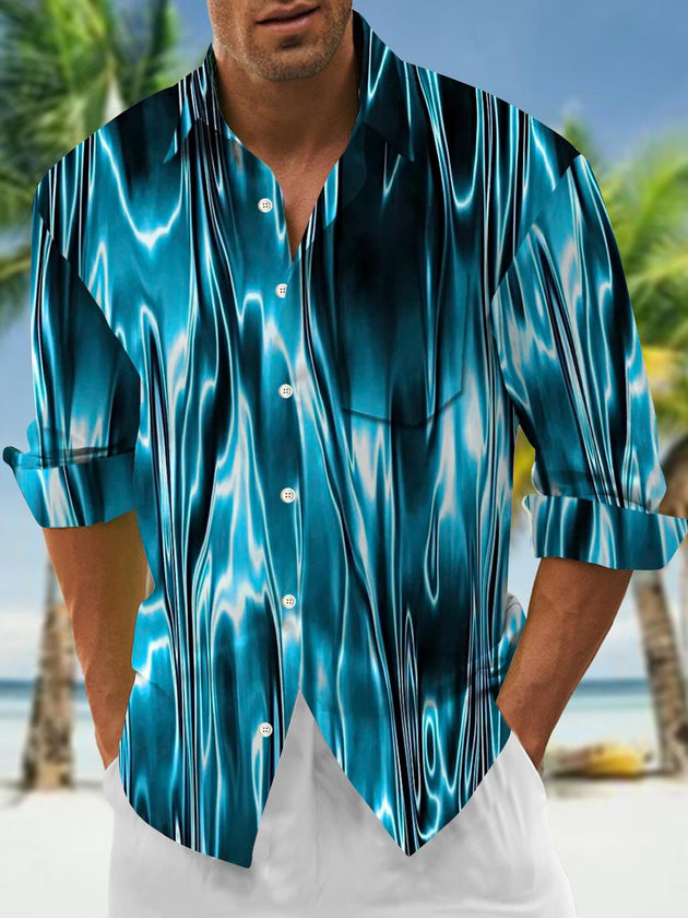 Men's abstract print long sleeve shirt front view