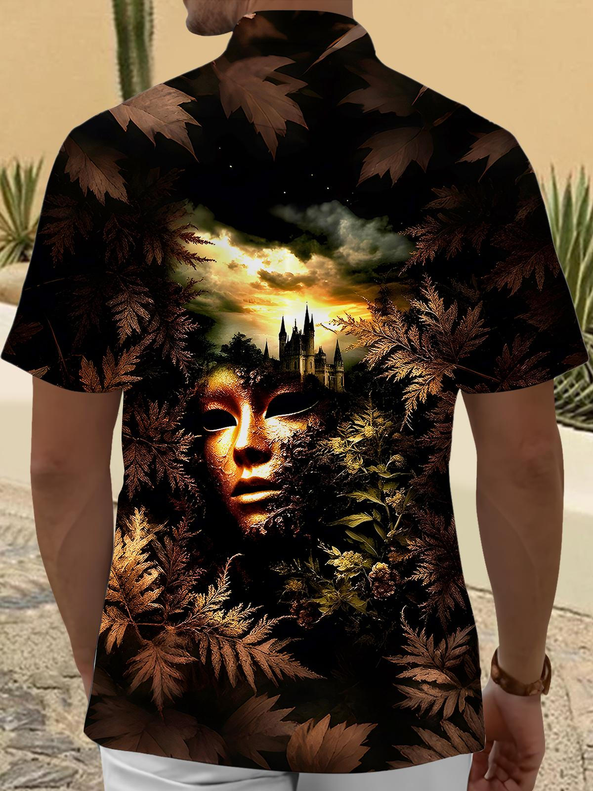 Retro Face Men's Pocket Short Sleeve Shirts