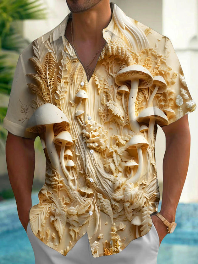 men's mushroom print shirt front view