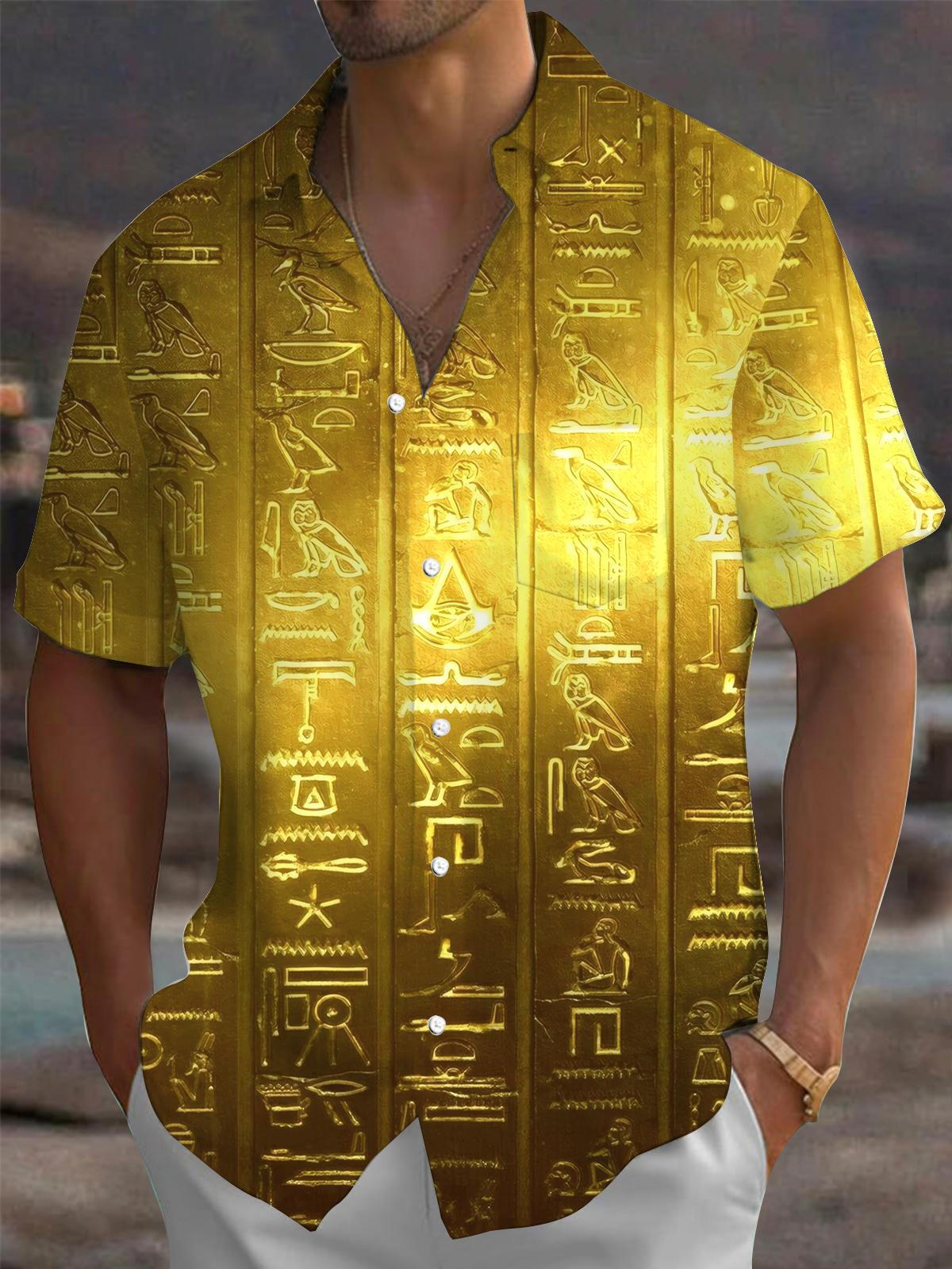 Vintage Engraving Art Print Men's Pocket Short Sleeve Shirts