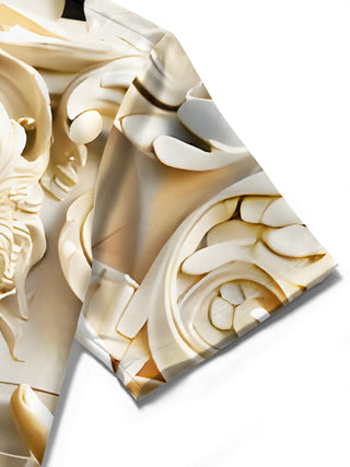 men's art baroque carnival toast victor poker relief short sleeve shirt close-up detail