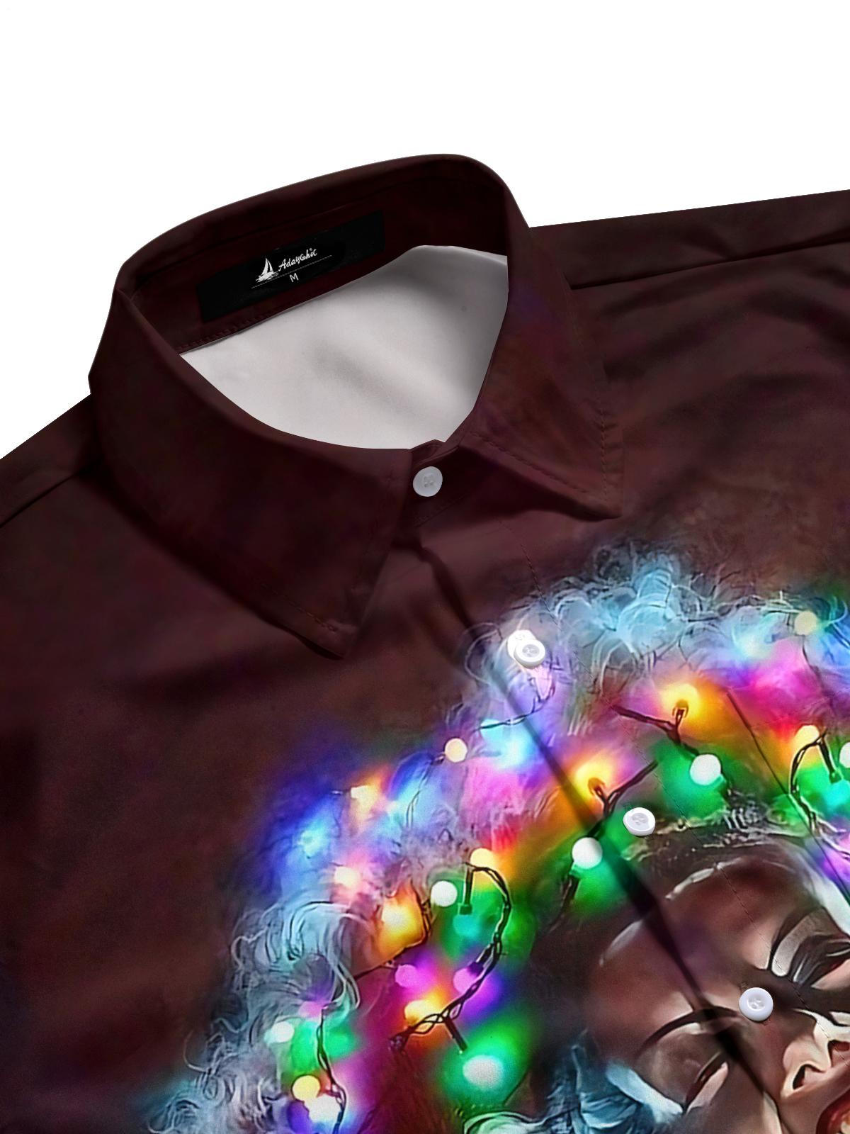Christmas Lights Face Art Print Men's Pocket Short Sleeve Shirts