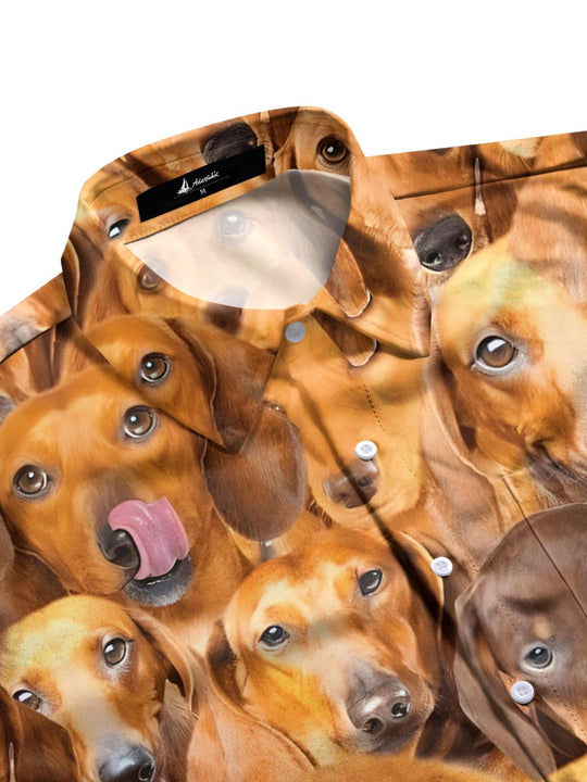 men's pet print shirt side view