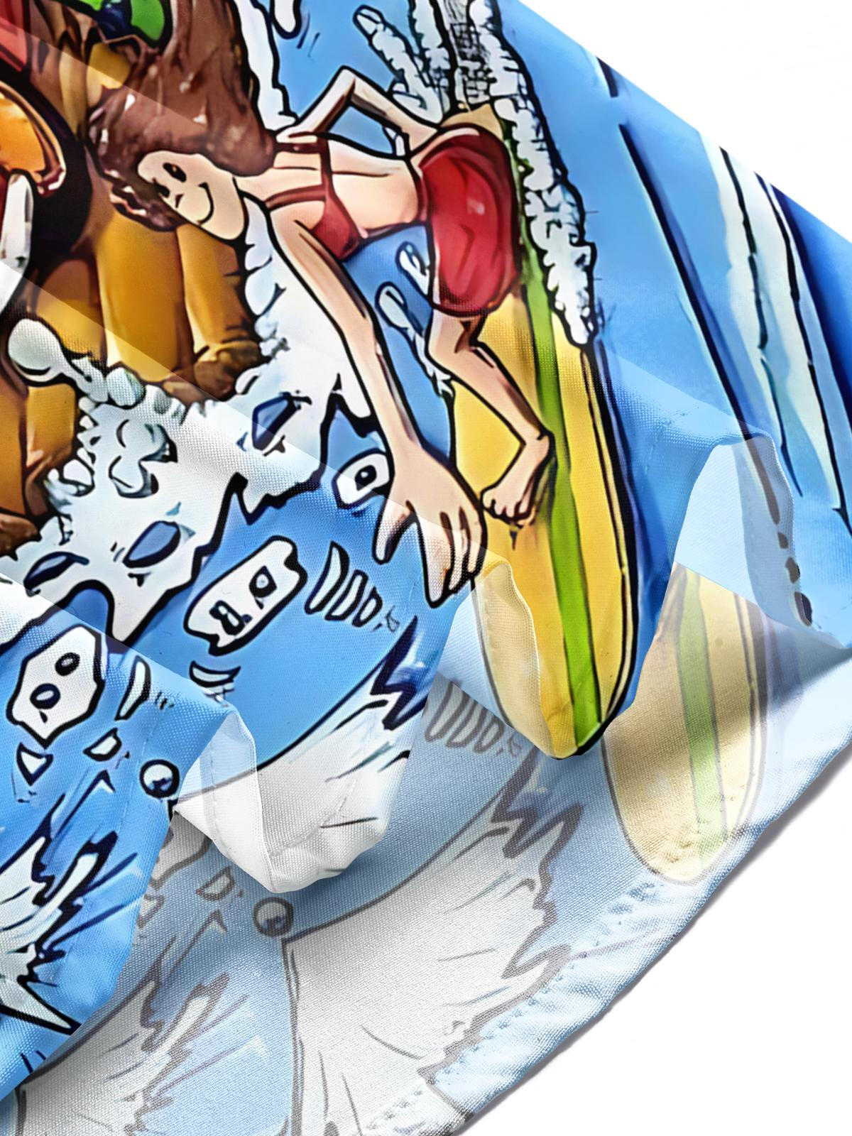 Hawaiian Ocean Car Print Men's Pocket Short Sleeve Shirts