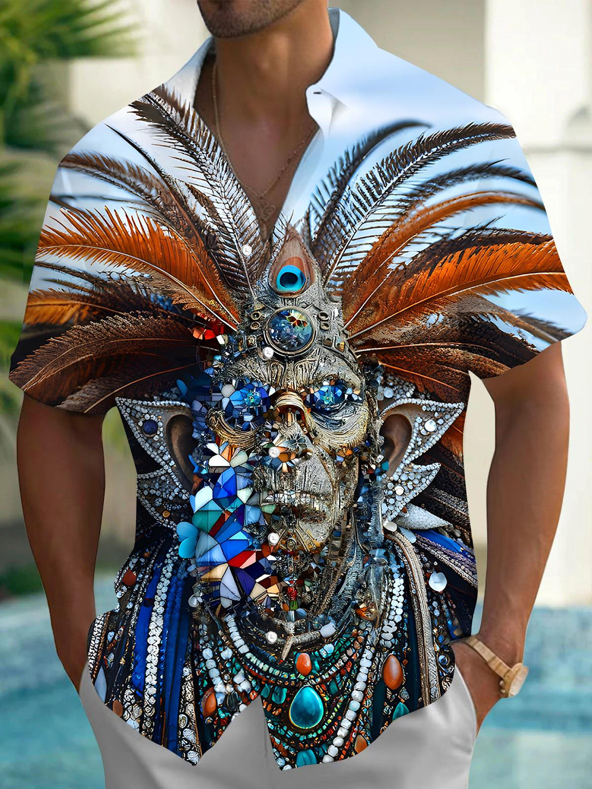 Peacock Men's Pocket Short Sleeve Shirts