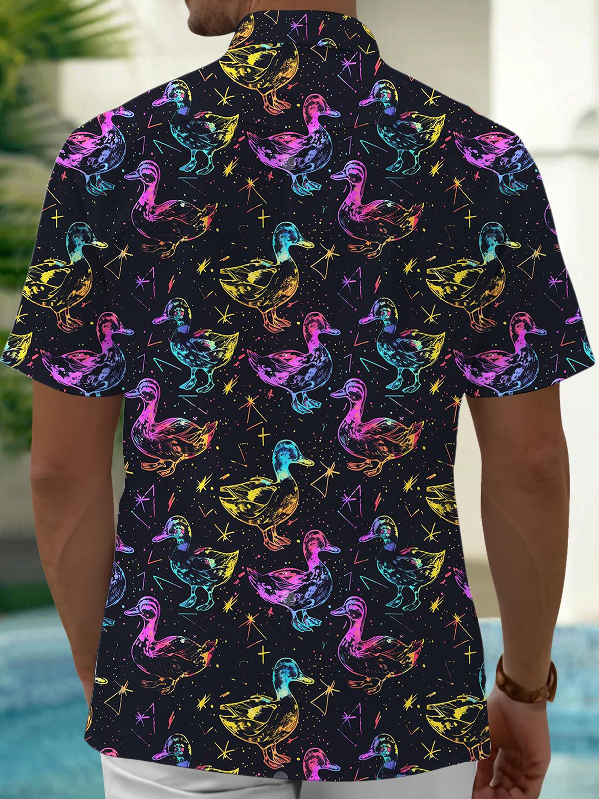 Duck Print Men's Pocket Short Sleeve Shirts