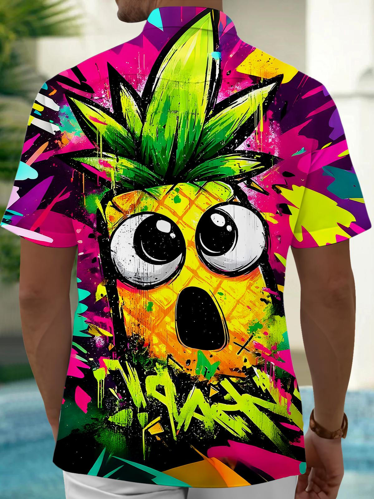 Funny Pineapple Men's Pocket Short Sleeve Shirts