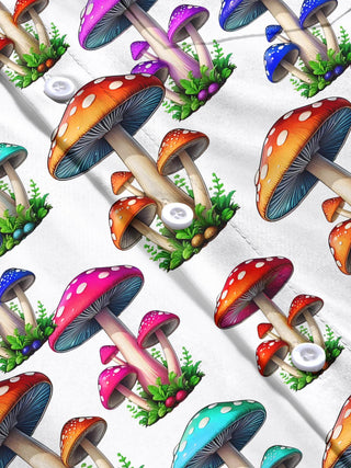 men's mushroom print short sleeve flat lay shirt