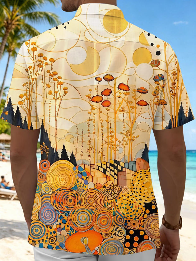men's geometric print shirt back view