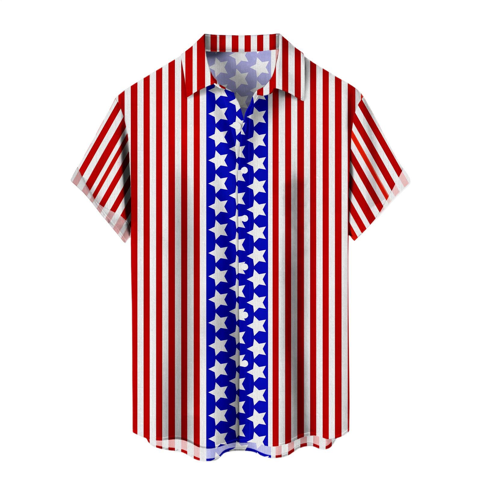 Patriotic Button Down Shirts for Men US Flag Short Sleeve Stars and Stripes Shirts Fashion Tops for Travel noble