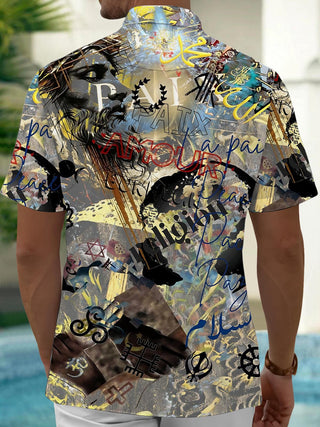 men's artistic design shirt back view
