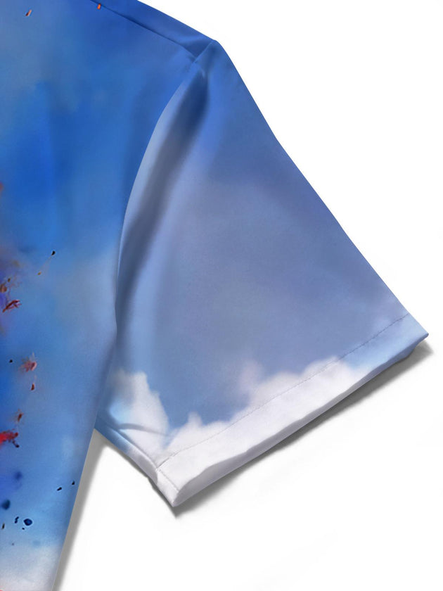 men's tie dye shirt close-up short sleeve