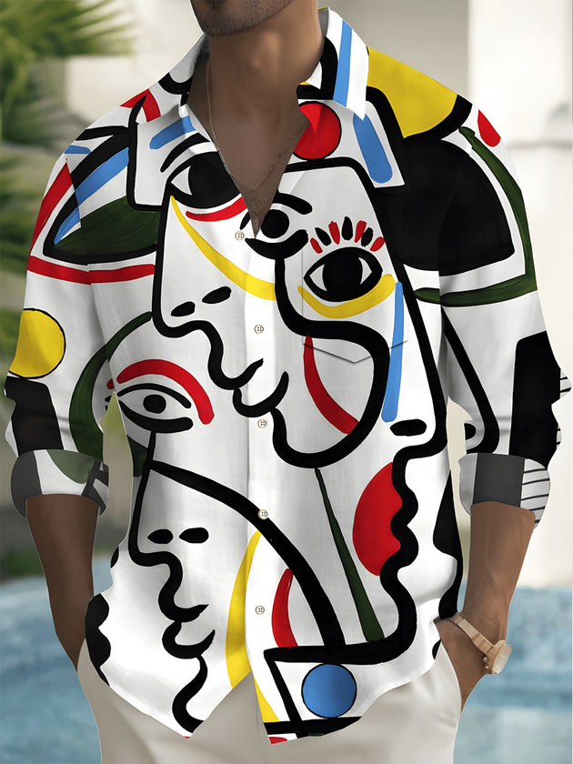men's abstract print shirt front view