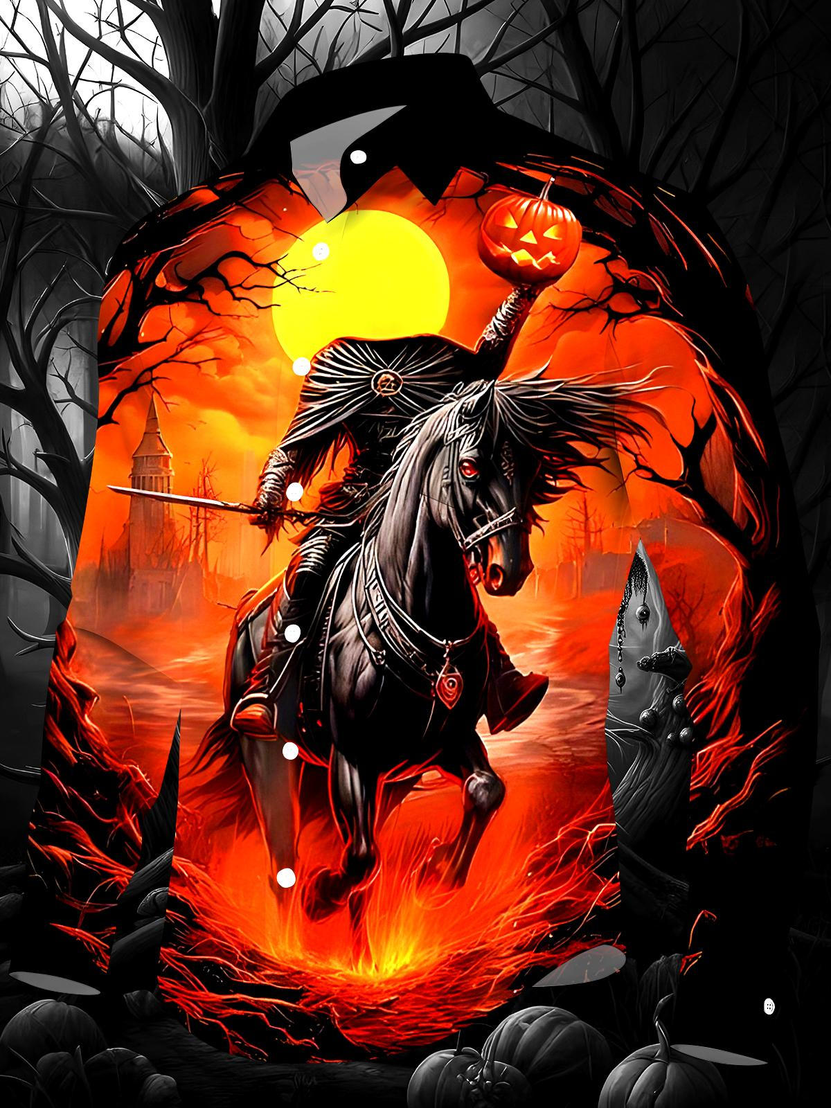 Halloween Men's Pocket Long Sleeve Shirts