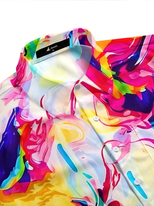 Colorful Abstract Tie-Dye Vortex Men's Pocket Short Sleeve Shirts