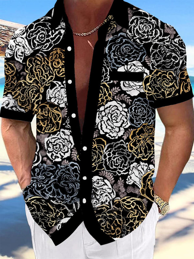 men's Hawaiian shirt front view tropical beach vacation