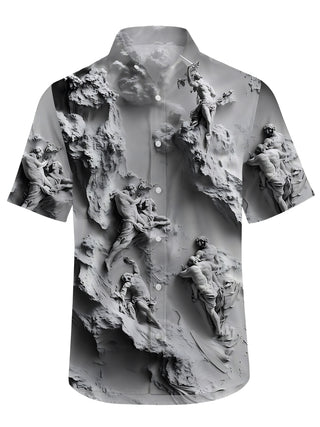 men's graphic art shirt side view