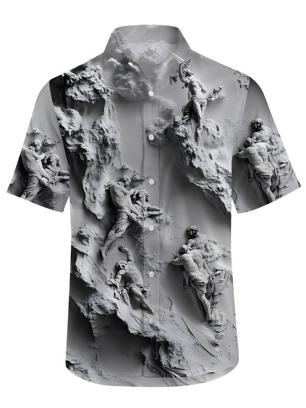men's graphic art shirt side view