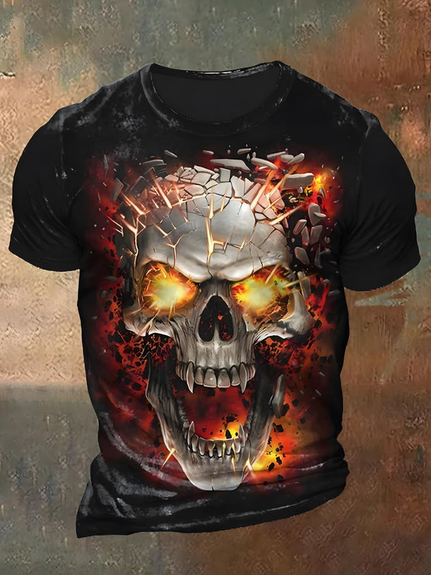 men's skull print shirt front view