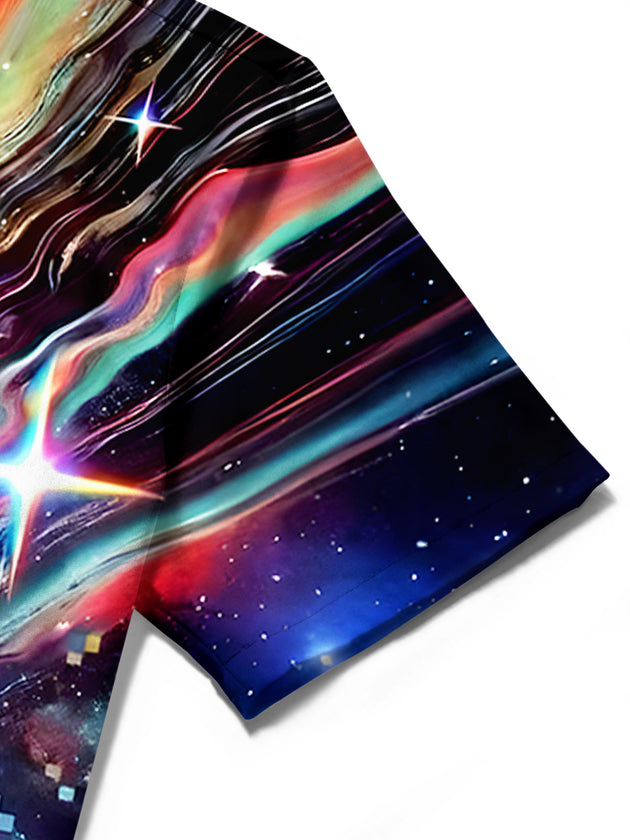 men's tie dye shirt close-up short sleeve
