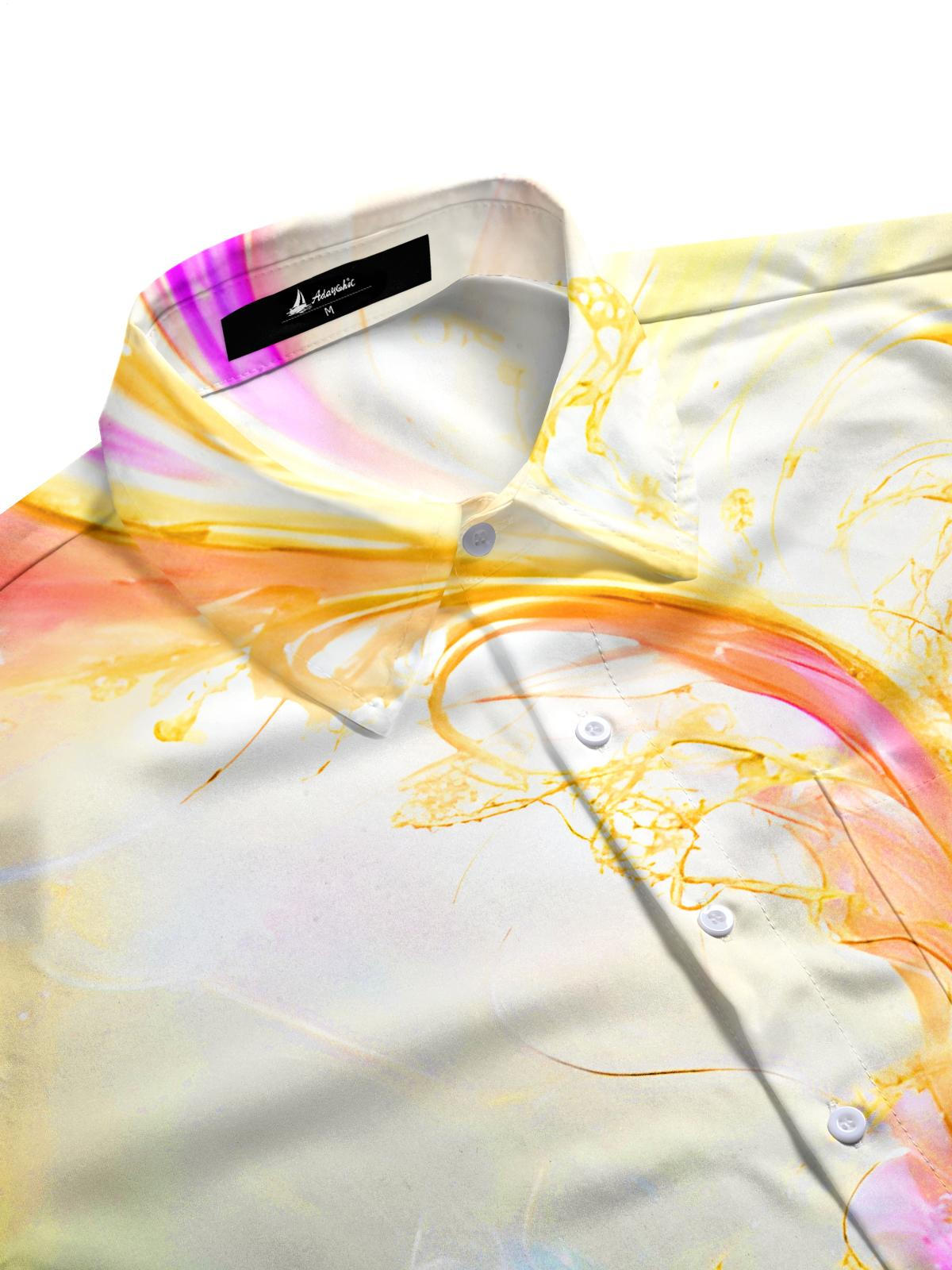 Molten Gold Fluid Art Men's Pocket Short Sleeve Shirts