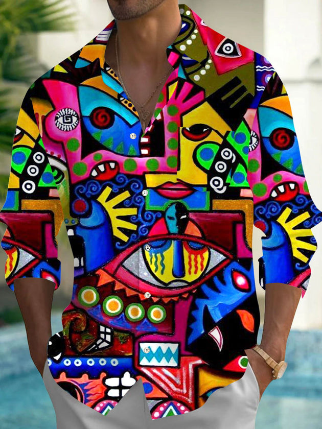men's abstract print shirt front view