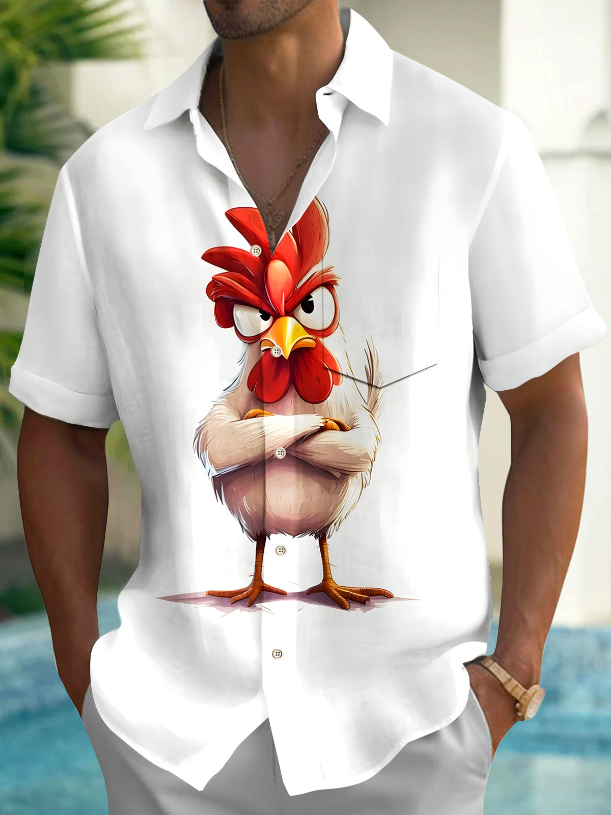 Chicken Men's Pocket Short Sleeve Shirts
