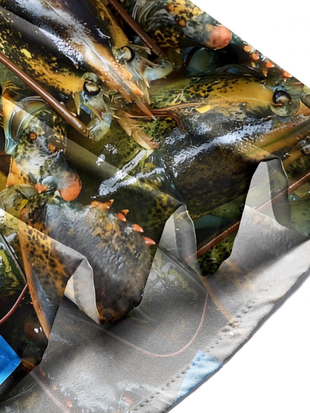 Lobster Print Men's Pocket Short Sleeve Shirts