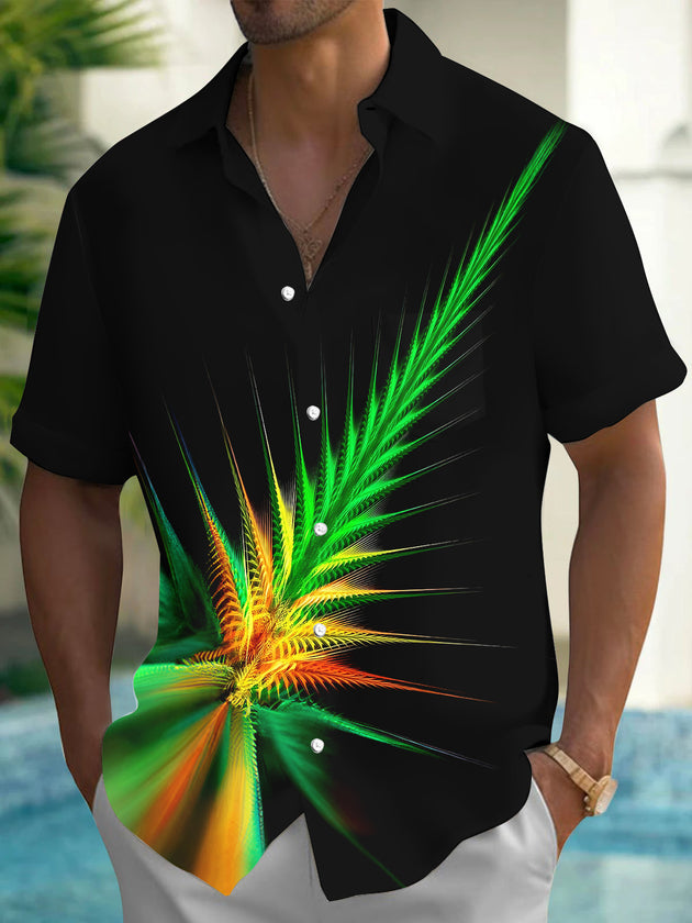 Men's abstract tie dye short sleeve shirt front view