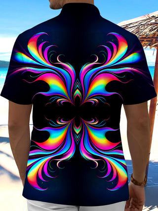 men abstract print tie dye short sleeve shirt back view