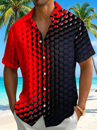 men's red gradient print shirt front view