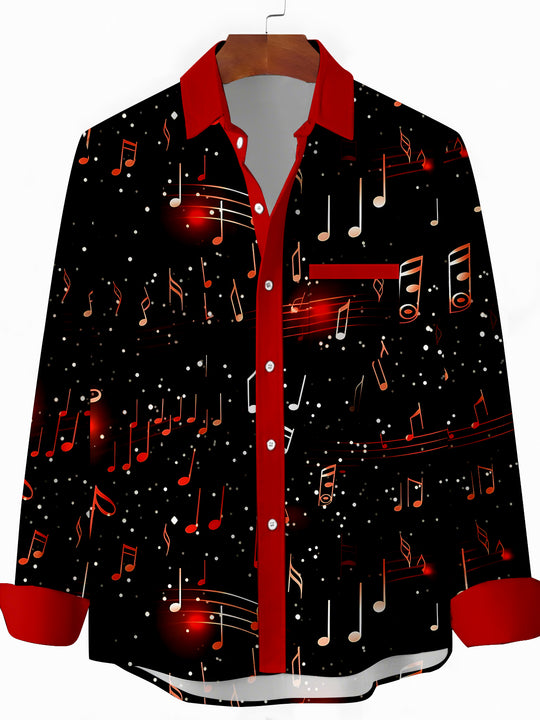 men's music print shirt front view