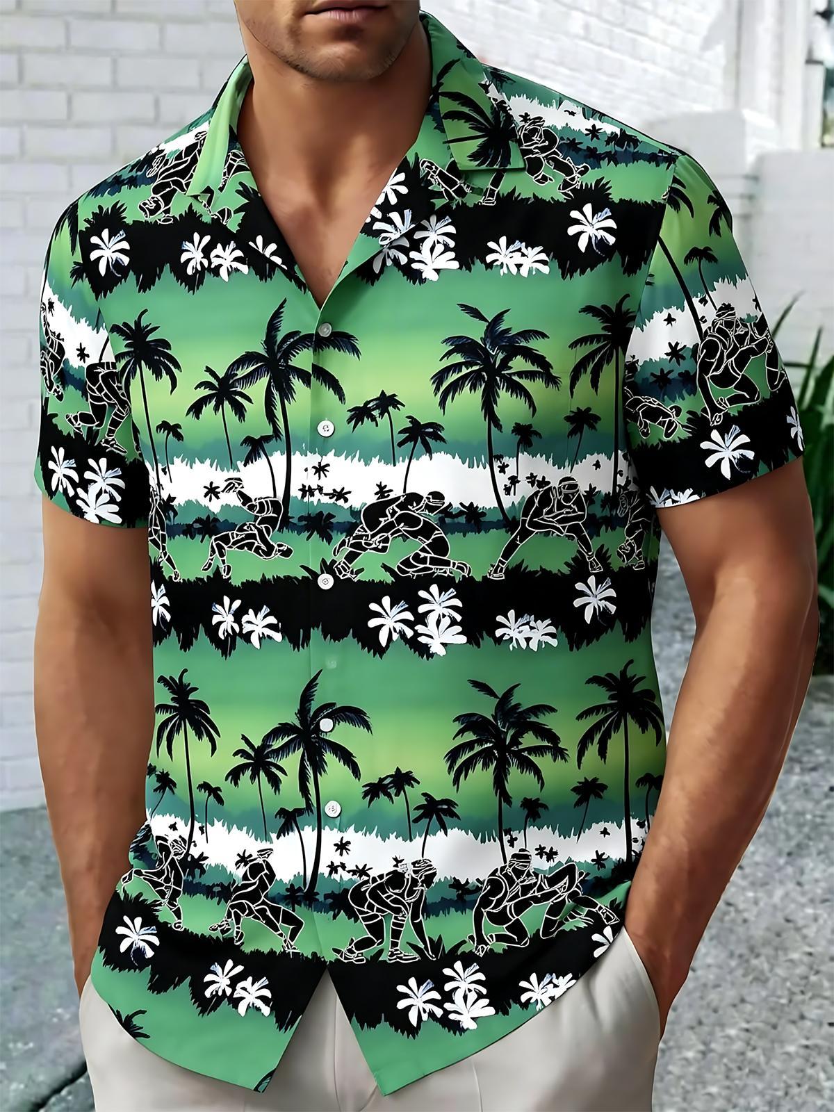 men's Hawaiian shirt front view tropical beach vacation