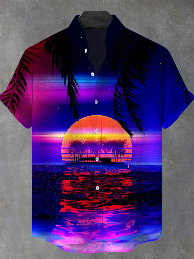men's Hawaiian shirt front view tropical beach vacation