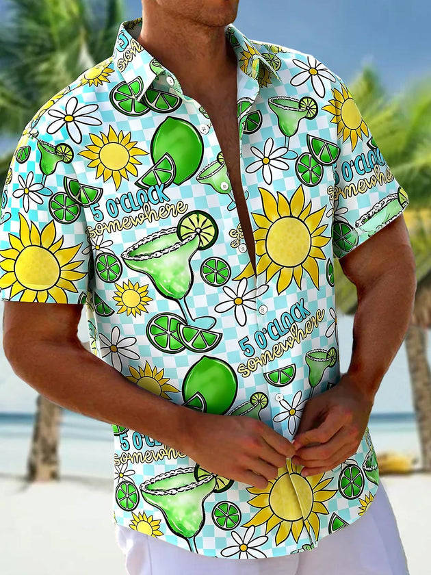 It's 5 O'Clock Some Where Men's Pocket Short Sleeve Shirts