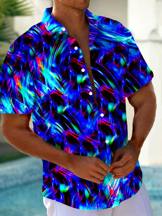 Men Abstract Print Short Sleeve Shirt Front View
