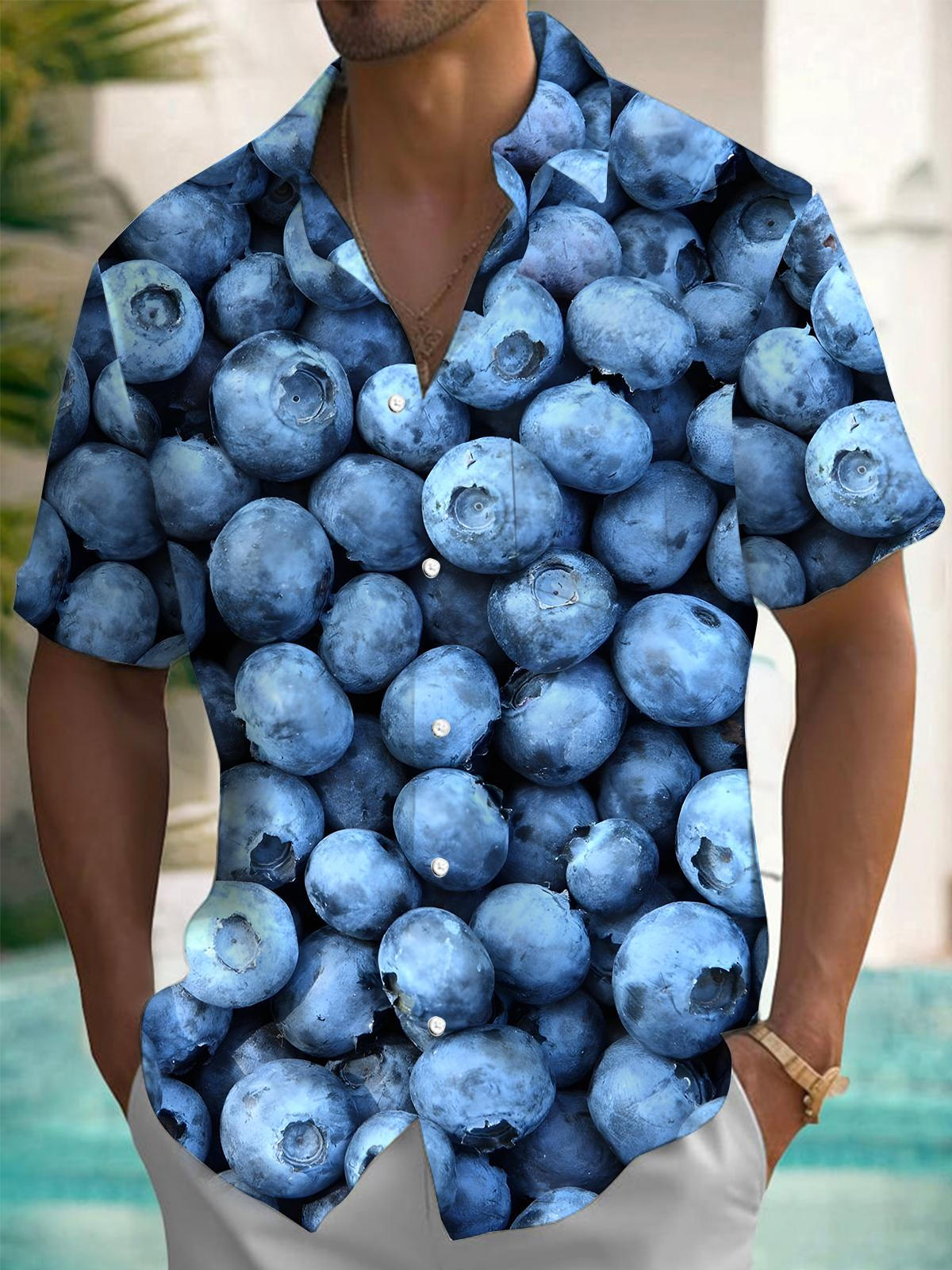 Blueberry Men s Pocket Short Sleeve Shirts Blueberry Men s Pocket Short Sleeve Shirts