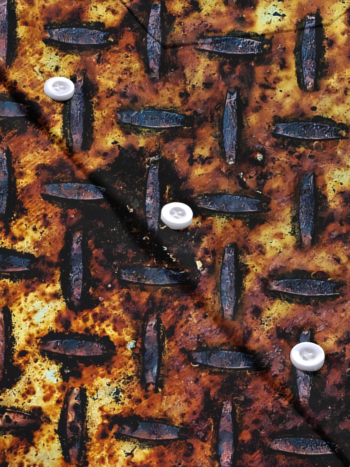 Vintage Rust Print Men's Pocket Long Sleeve Shirts