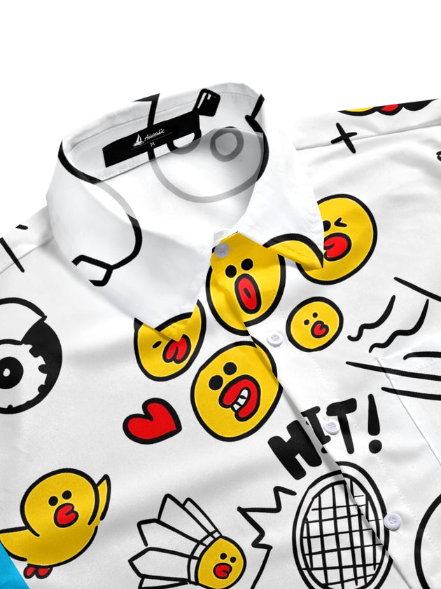 Men's colorful graffiti print half sleeve shirt side view