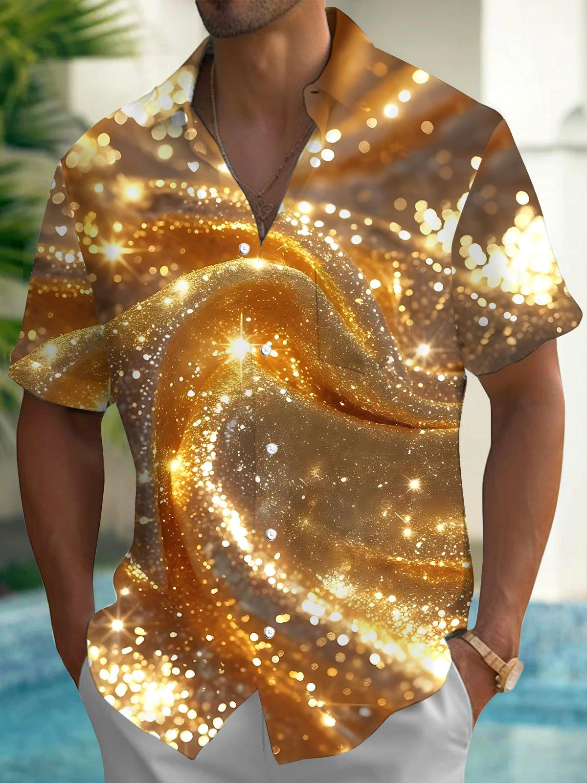 Abstract Print Men's Pocket Short Sleeve Shirts