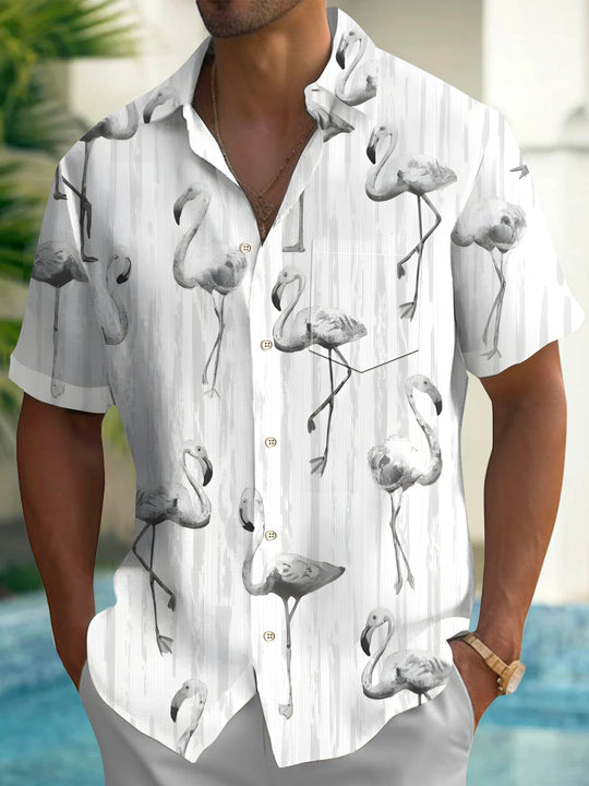men's flamingo print shirt front view