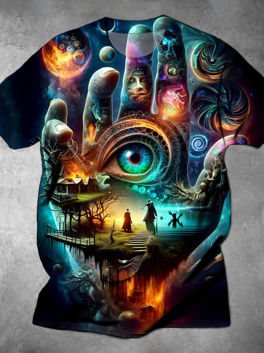 Men's short sleeve graphic t-shirt with skull print front view