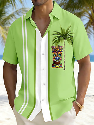 men's Hawaiian short sleeve flat lay shirt
