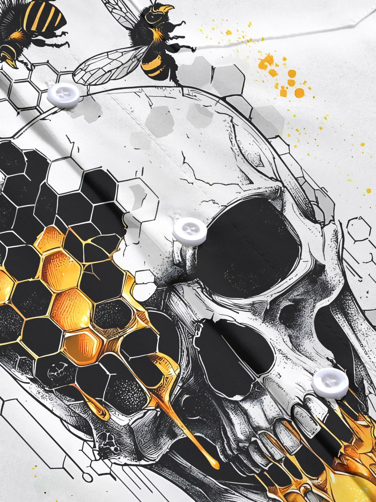 Skull Bee Men's Pocket Short Sleeve Shirts