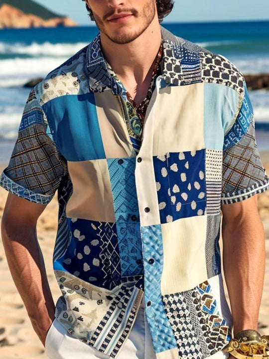 men's patterned sweater shirt front view