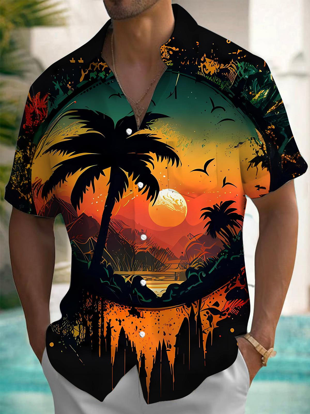 Coconut Tree Men's Pocket Short Sleeve Shirts