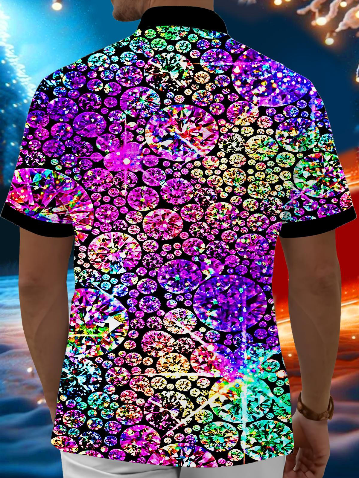 Psychedelic Iridescent Diamonds Men's Pocket Short Sleeve Shirts