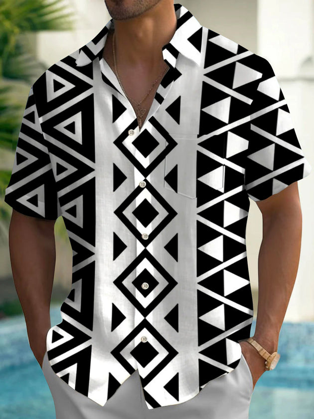 men's patterned sweater shirt front view