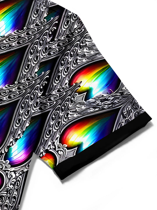 men's tie dye shirt close-up short sleeve